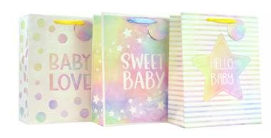 Plum Designs Large Baby Gift Bags- Pack of 3 Baby Gift Bags for Baby Shower and Baby Gifts for Baby Girl or Boy, 10.25� x 12.75� x 4.5�