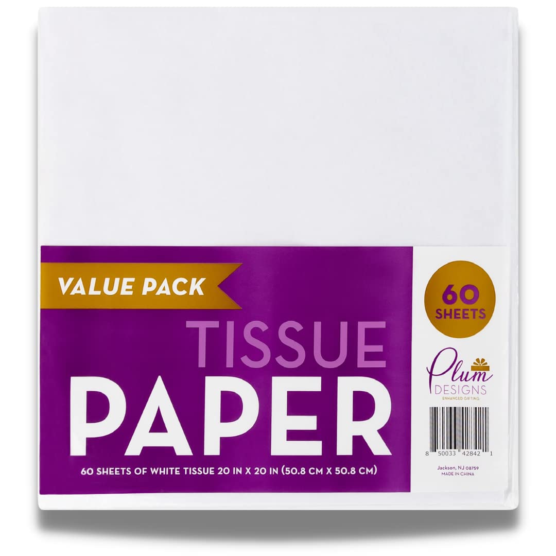 White Tissue Paper for Gift Bags 100 Sheets -15" x 20" Bulk Tissue Paper for Packaging- 100 Sheets Premium White Tissue Packing Paper,Wrapping Tissue Paper