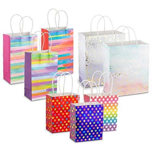 Plum Designs Medium Gift Bag Set - Pack of 5 Medium Gift Bags With Tissue Paper - Elegant Design Gift Bags Medium Size for Birthday, Present Bags, Baby Gift Bag, 5 Count with Tissue Paper (8 Count