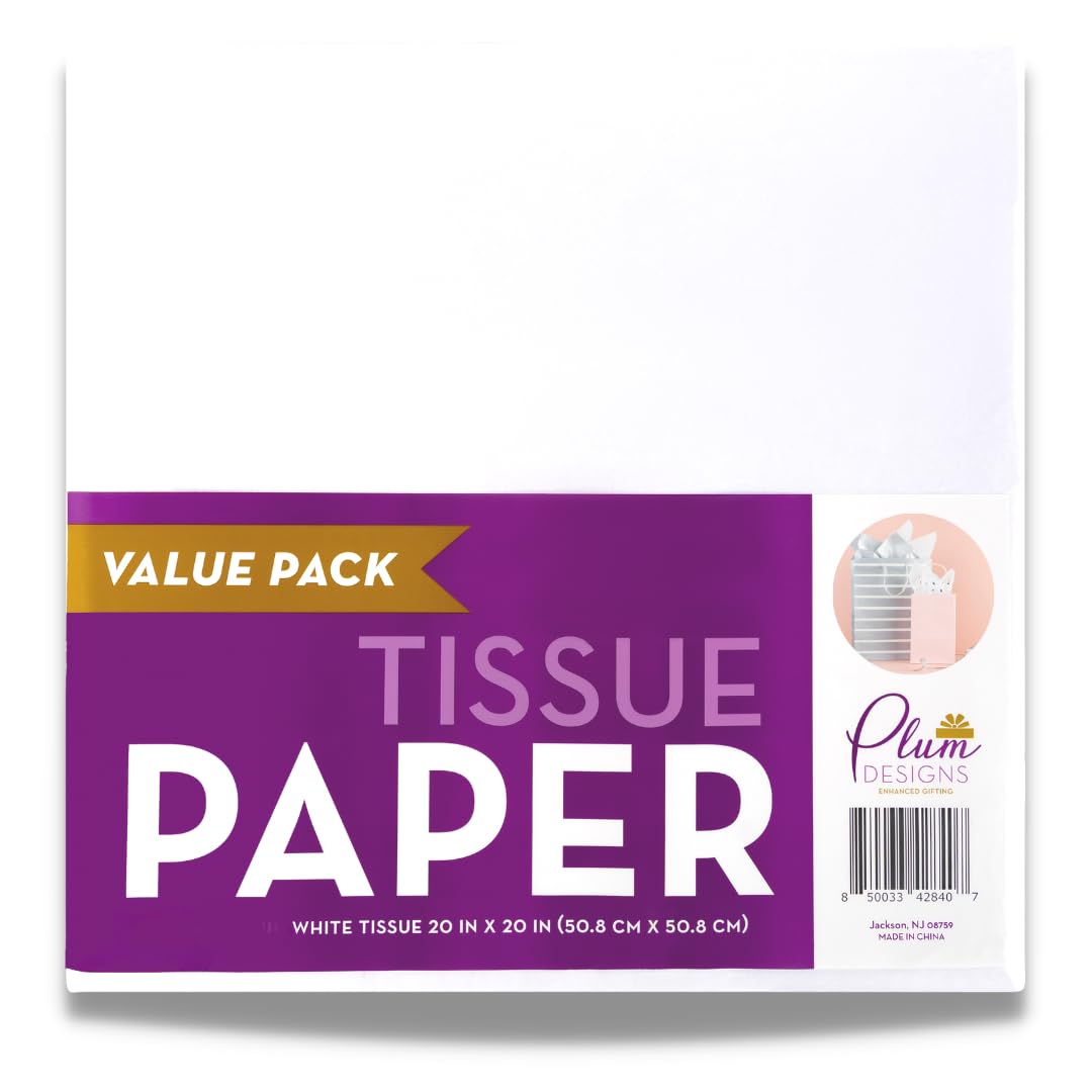 White Tissue Paper for Gift Bags 100 Sheets -15" x 20" Bulk Tissue Paper for Packaging- 100 Sheets Premium White Tissue Packing Paper,Wrapping Tissue Paper