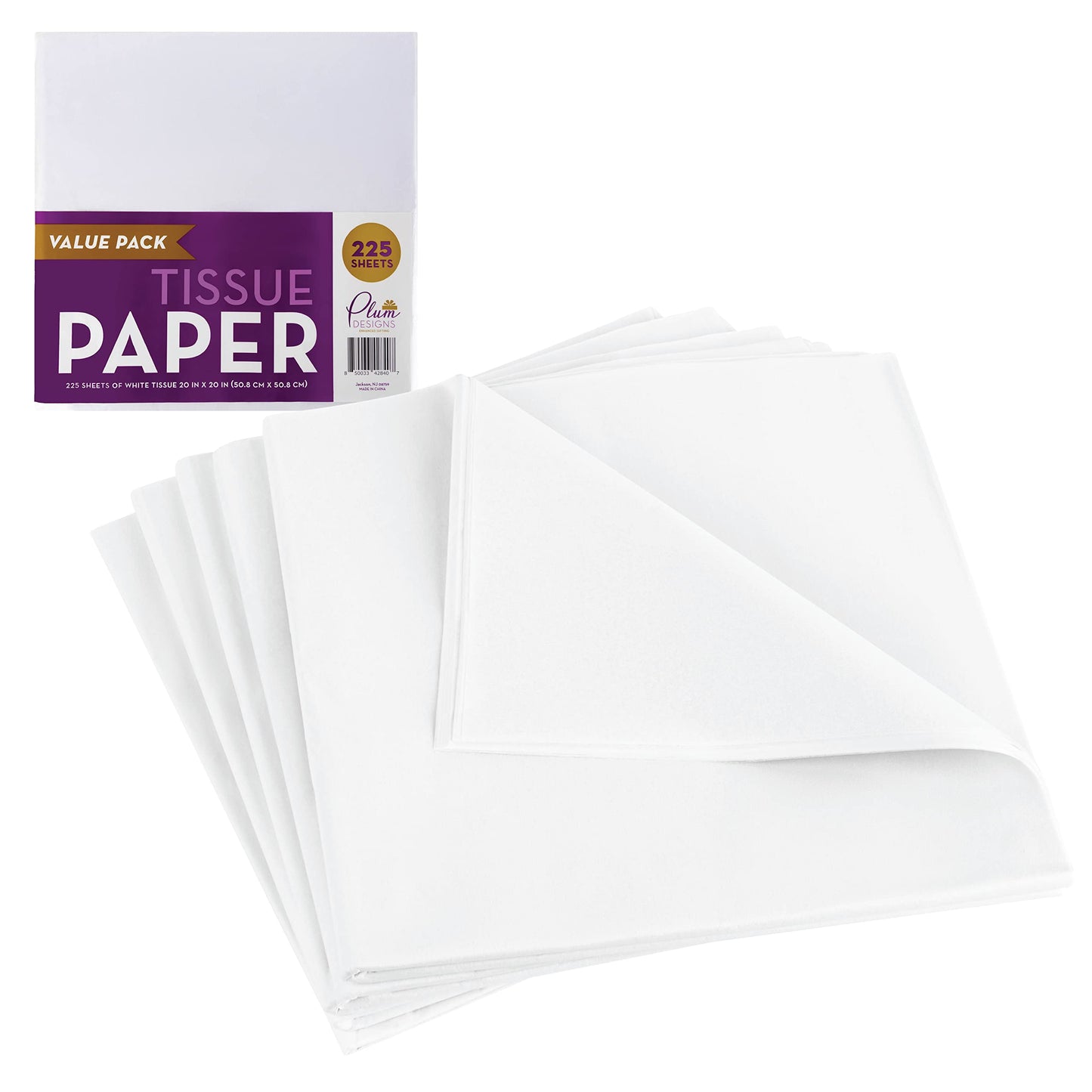 Bulk White Tissue Paper for Gift Bags, 225 Sheets Gift Tissue Paper for Packaging- 20 x 20 Inches Premium White Tissue Paper,Wrapping Tissue Paper