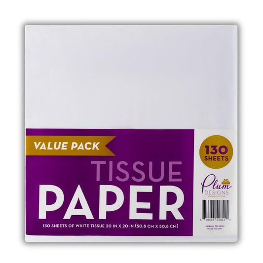 White Tissue Paper for Gift Bags 100 Sheets -15" x 20" Bulk Tissue Paper for Packaging- 100 Sheets Premium White Tissue Packing Paper,Wrapping Tissue Paper (White, 130ct 20x20)