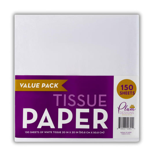 White Tissue Paper for Gift Bags, 150 Sheets of 20 x 20 Inches Bulk Tissue Paper for Packaging- Includes 150 Sheets Premium White Tissue Paper Bulk Pack, Wrapping Tissue Paper (150 Count)