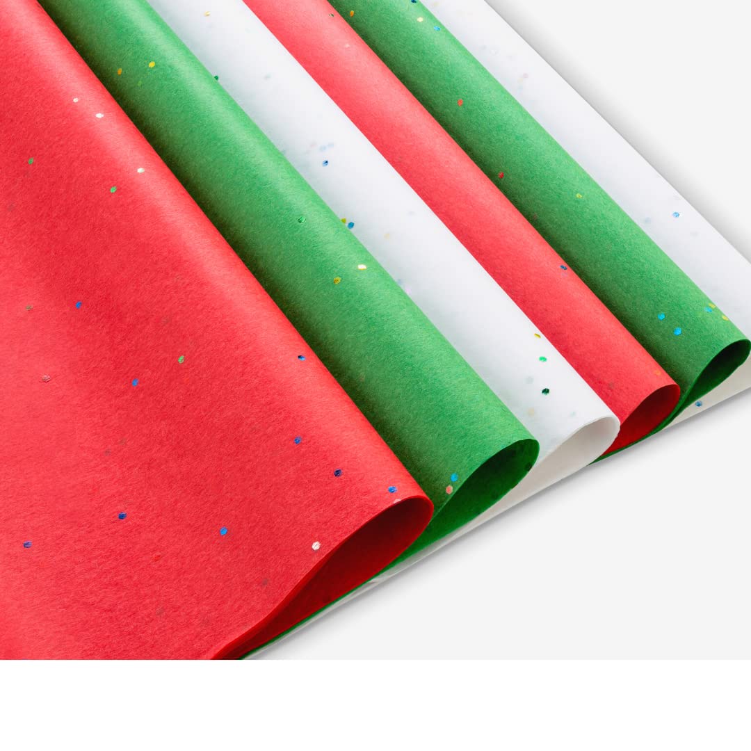 Christmas Tissue Paper (Sparkly Christmas Colors) (50 Christmas Colorful Glitter Sheets)