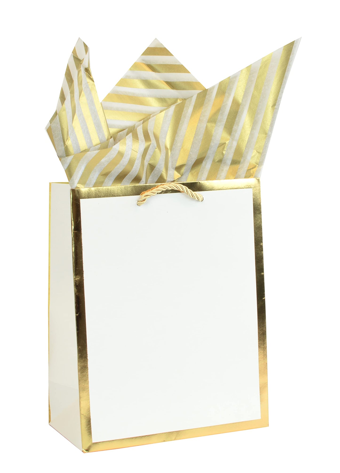 Gold Tissue Paper for Gift Bags- Metallic Gold and White Striped Gift Wrapping Tissue Paper 60 Sheets Large 20"x20" White and Metallic Gold Tissue Paper Crafts,