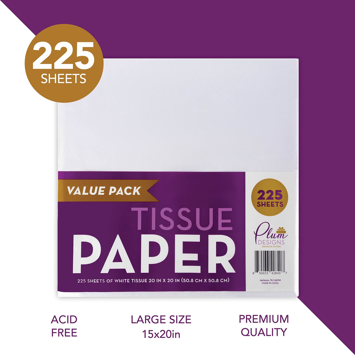 Bulk White Tissue Paper for Gift Bags, 225 Sheets Gift Tissue Paper for Packaging- 20 x 20 Inches Premium White Tissue Paper,Wrapping Tissue Paper