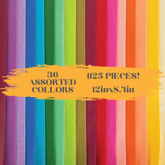 Colored Tissue Paper for Gift Bags, Colored Tissue Paper for Crafts, Gift Wrapping Tissue Paper Bulk - 1125 Sheets in 36 Assorted Colors (12 in x 8.4 in)