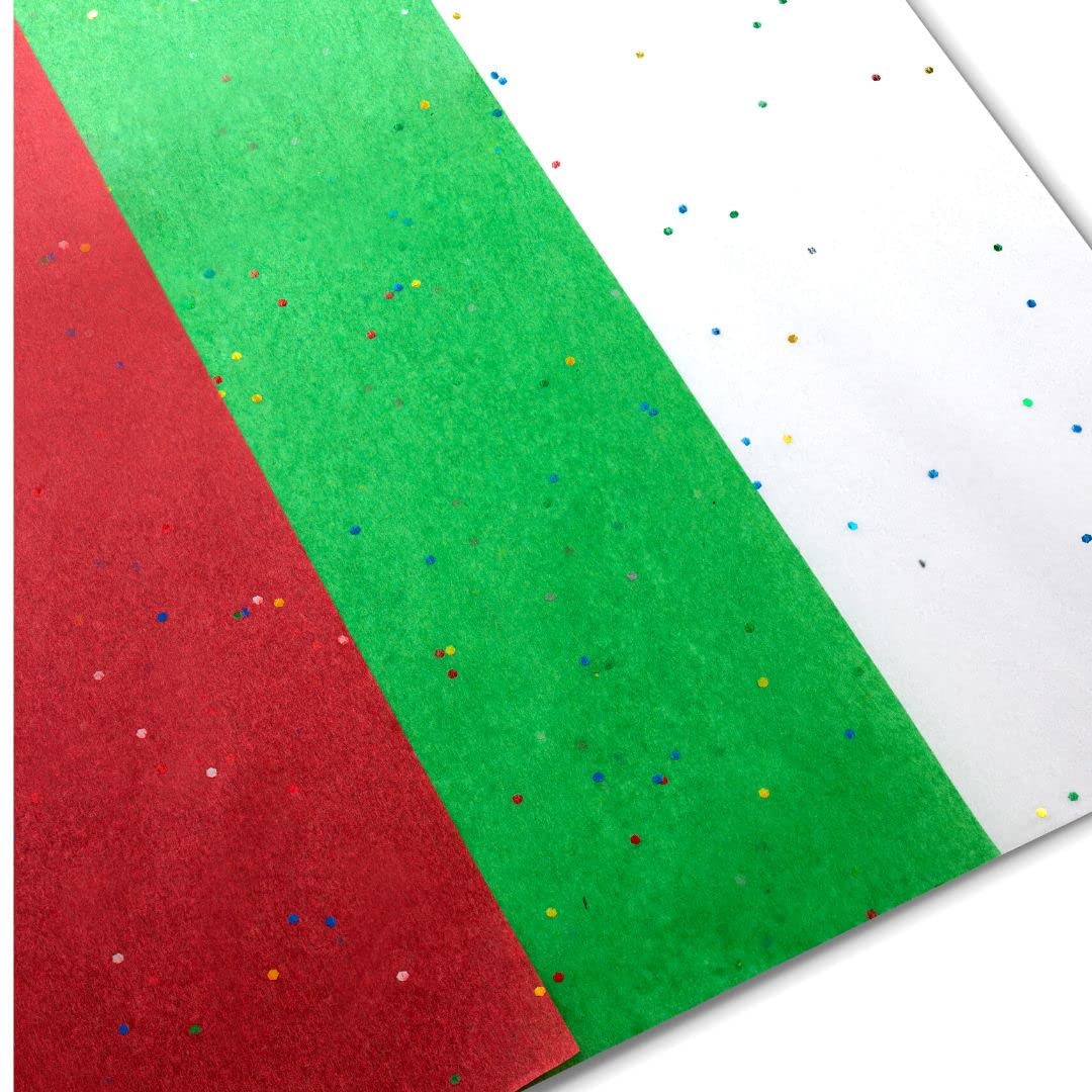 Christmas Tissue Paper (Sparkly Christmas Colors) (50 Christmas Colorful Glitter Sheets)