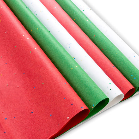 Plum Designs Christmas Tissue Paper for Gifts- 300 Sheets Bulk Christmas Wrapping Paper- White, Green, and Red Tissue Paper for Gift Bags, Holiday Tissue Paper Bulk 20" x 20", 300 Sheets