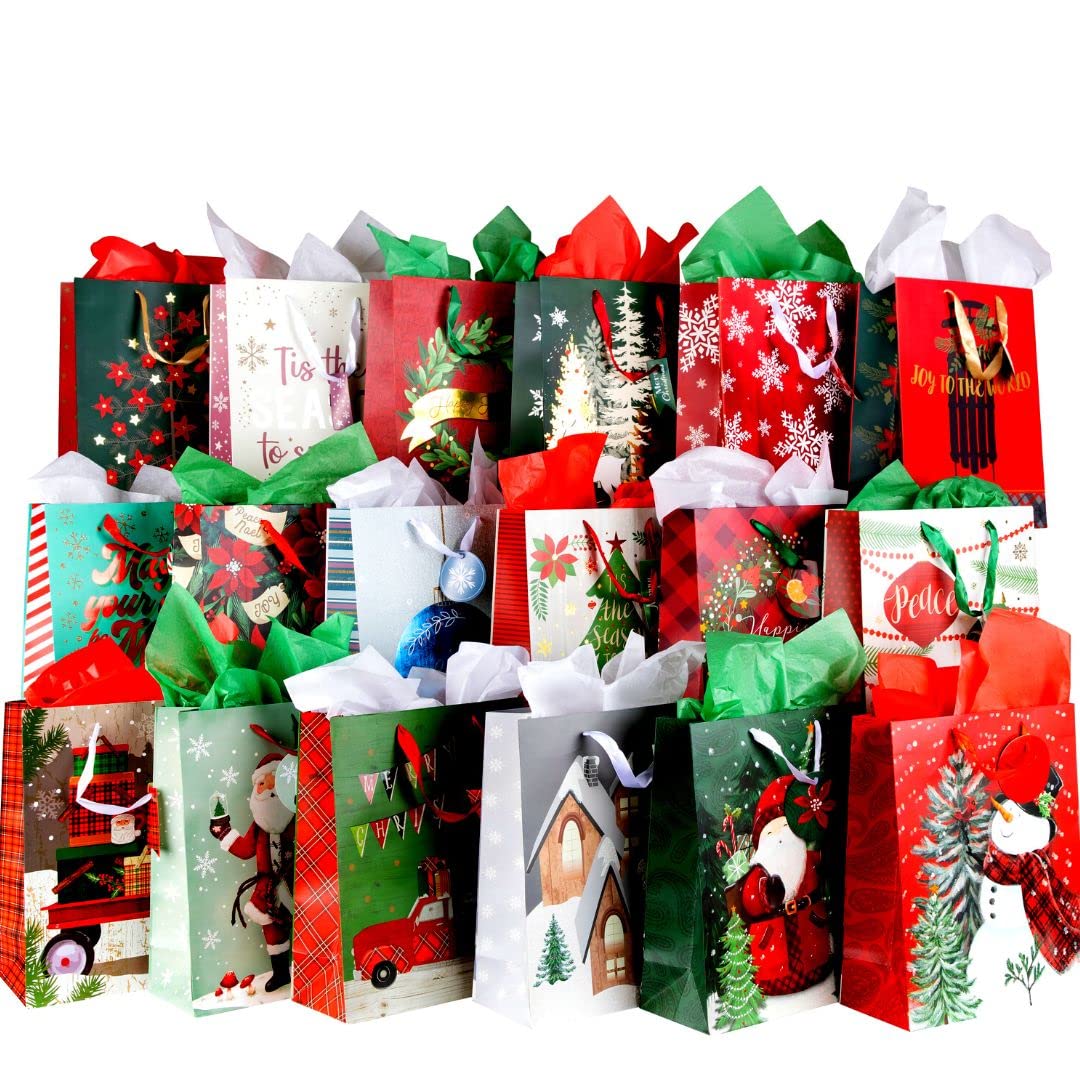 Christmas Gift Bags (Large, 18ct Merry Christmas Assortment)