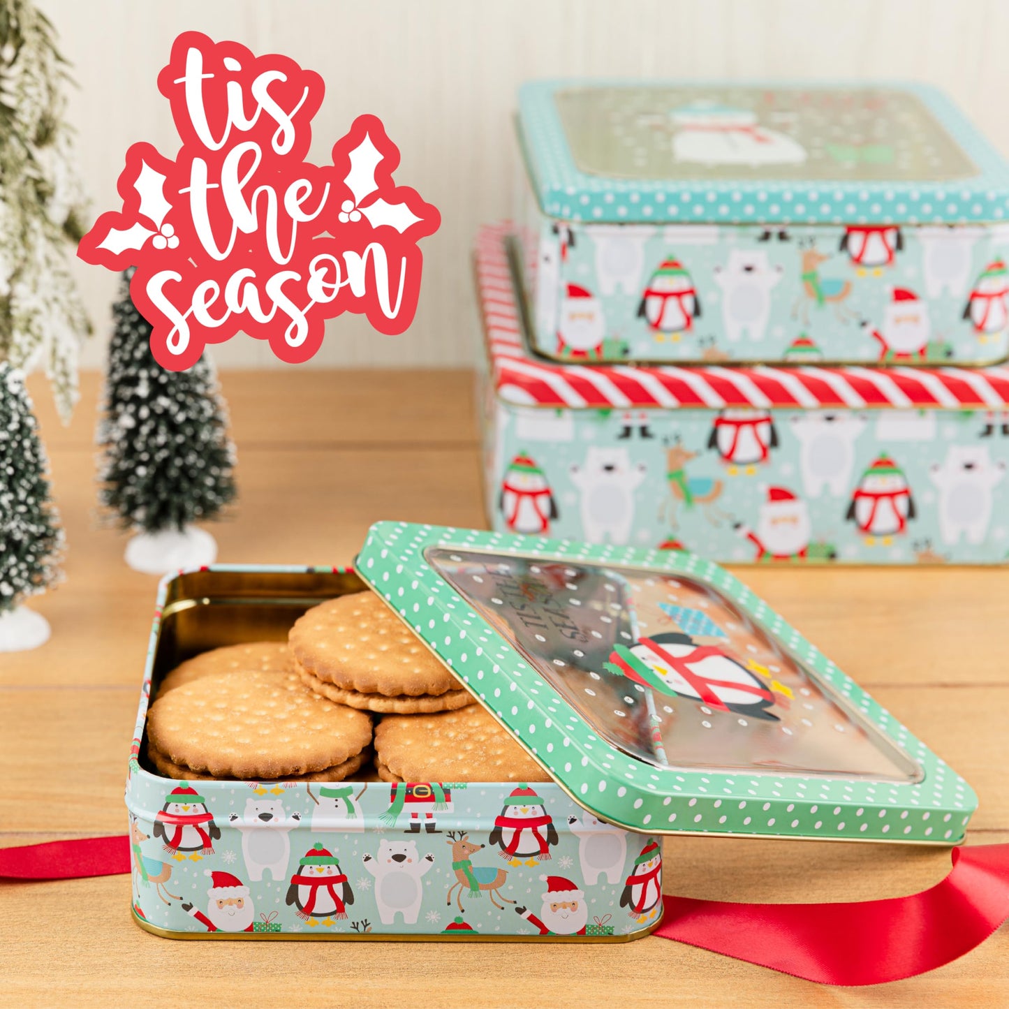 Plum Designs SnowMan Cookie Tins (Joyous Christmas Tins)