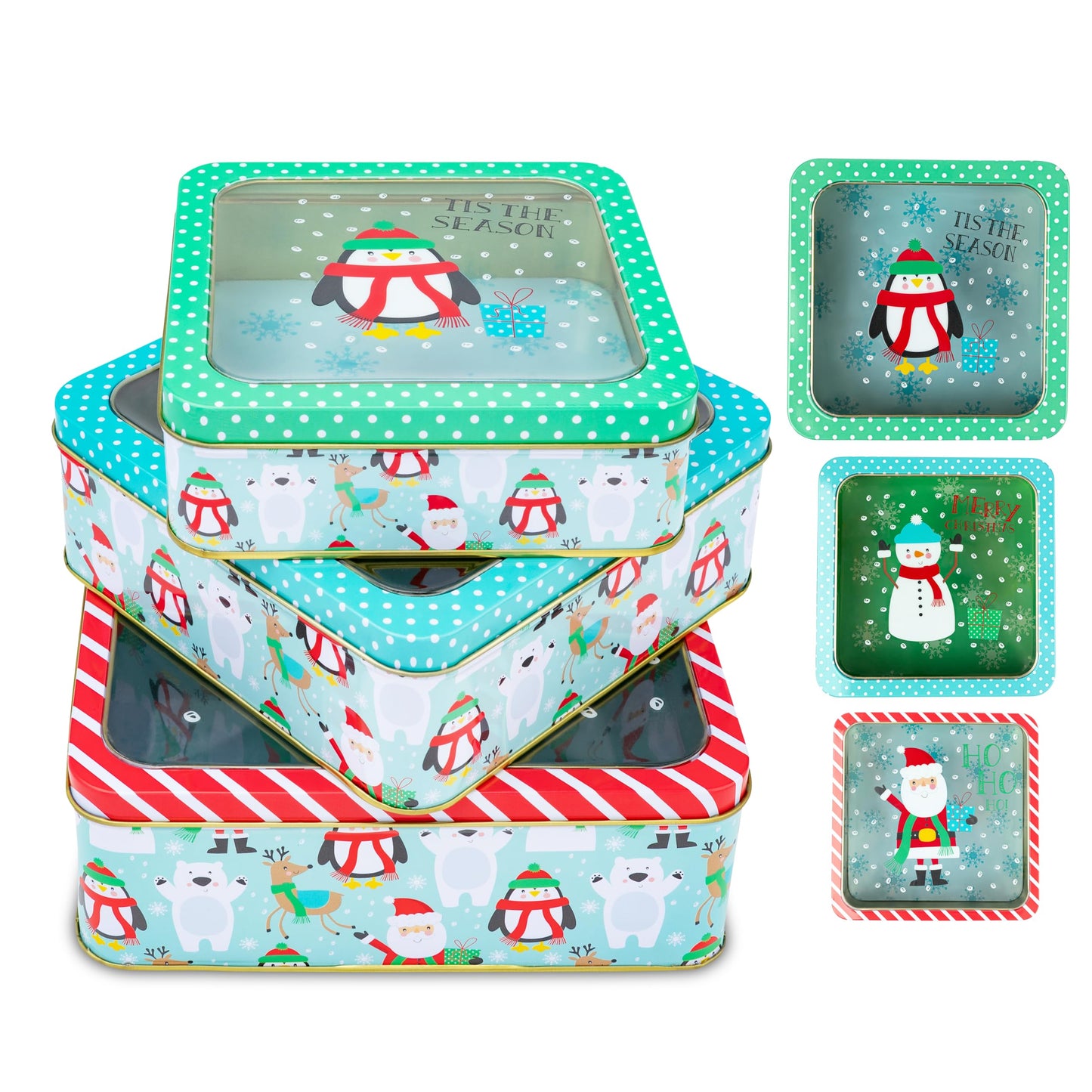 Plum Designs SnowMan Cookie Tins (Joyous Christmas Tins)