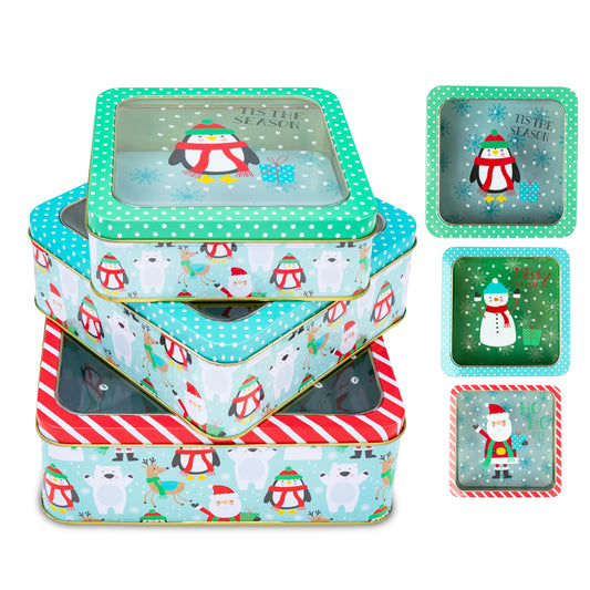 Plum Designs SnowMan Cookie Tins (Joyous Christmas Tins)