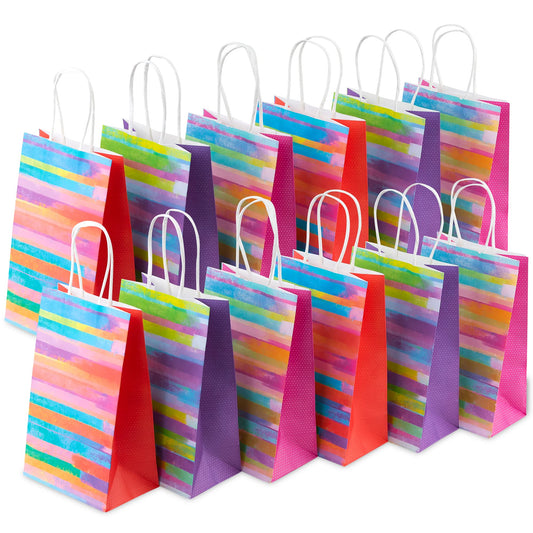 Plum Designs 18 Party Favor Bags - Set of Small Paper Gift Bags, Goody Bags, Colorful Set of Treat Bags, Kraft Paper Bags, Small Gift Bags, Bulk Party Favor Bags For Kids and Adult Birthday Party