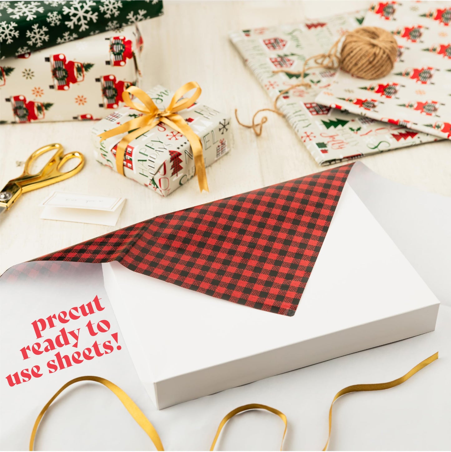 Christmas Wrapping Paper Sheets- 20 Precut Sheets Christmas Gift Wrap Paper- Christmas Paper Wrapping Sheets (30"x20")- 4 Unique Patterns of Holiday Wrapping Paper, 20 Sheets (20 Sheets Chrismas Wrap)