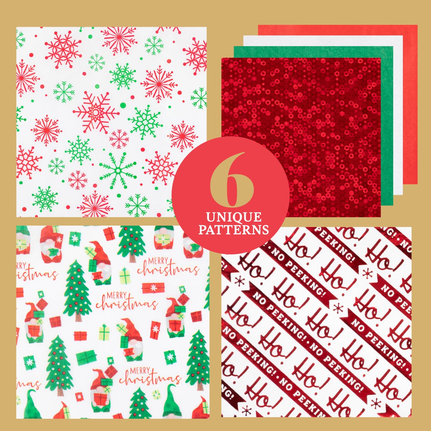 Christmas Tissue Paper for Gift Bags- 100 Sheets of Tissue Paper for Christmas Gift Wrap- (20"x20") Holiday Tissue Paper Bulk 100 Sheets-Cute Gnome Designs