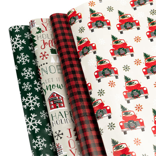 Christmas Wrapping Paper Sheets- 20 Precut Sheets Christmas Gift Wrap Paper- Christmas Paper Wrapping Sheets (30"x20")- 4 Unique Patterns of Holiday Wrapping Paper, 20 Sheets (20 Sheets Chrismas Wrap)