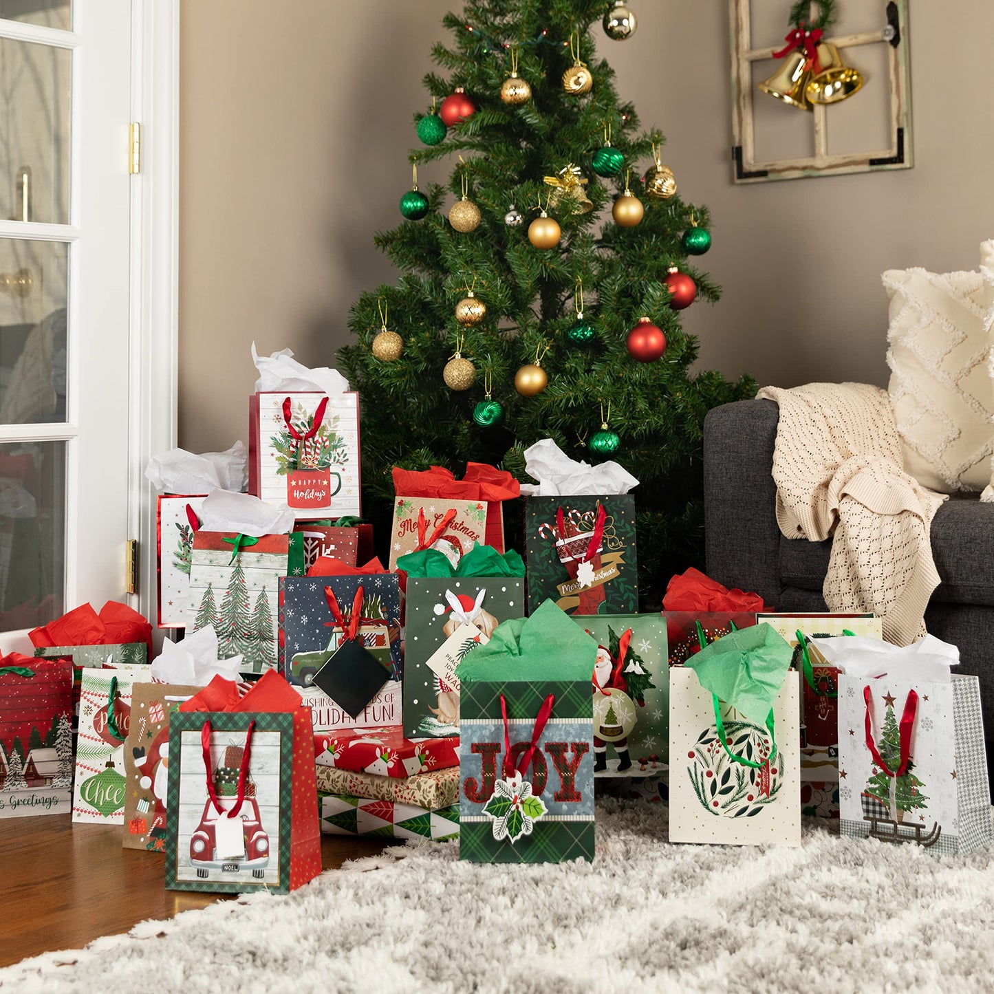 Christmas Gift Bags (Large, 18ct Merry Christmas Assortment)