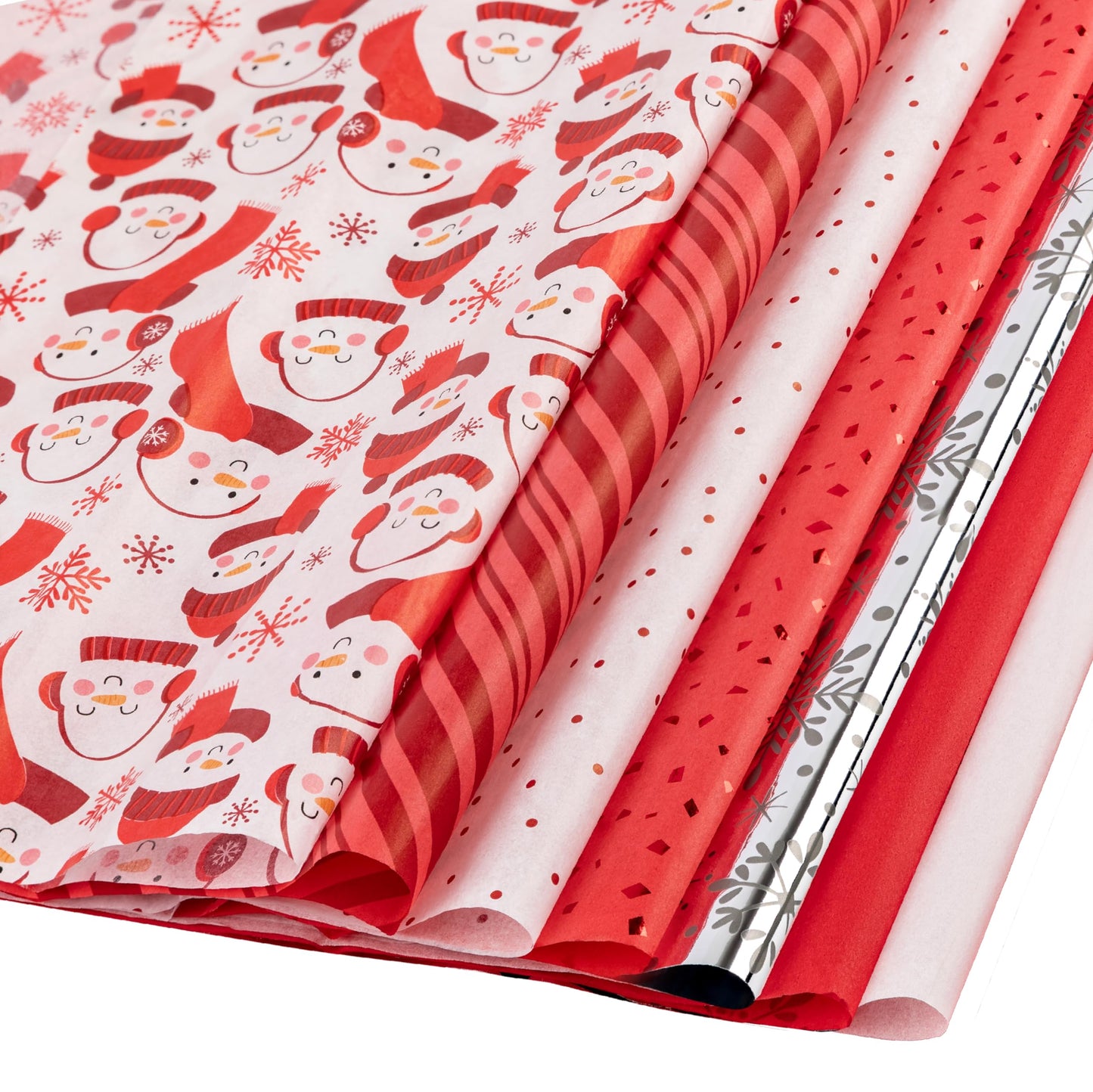 Christmas Tissue Paper for Gift Bags- 100 Sheets of Tissue Paper for Christmas Gift Wrap- (20"x20") Holiday Tissue Paper Bulk 100 Sheets-Cute Red Snowman Designs