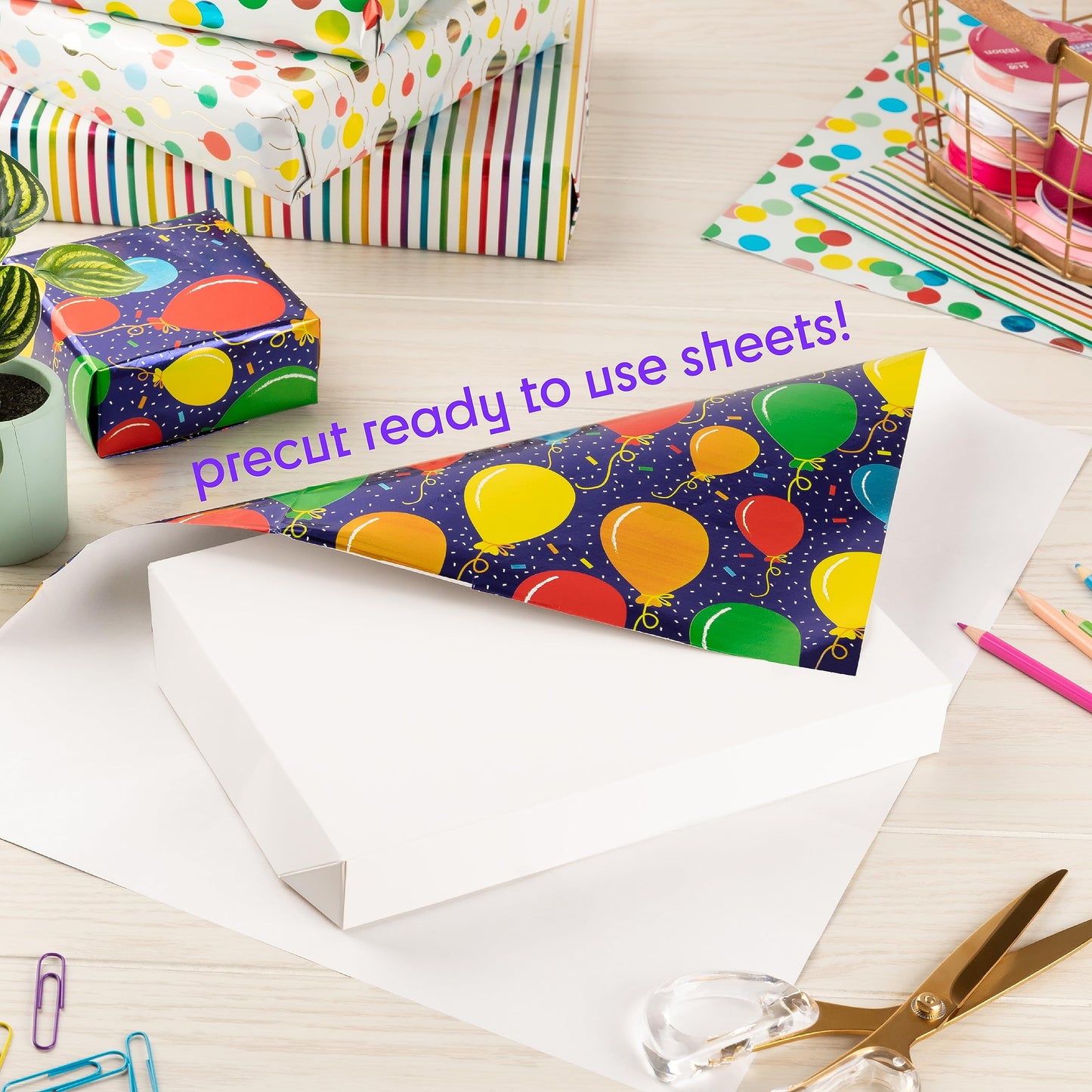 Gift Wrapping Paper Sheets- Birthday Gift Wrap, Fun Wrapping Paper for Birthday Girl or Boy, 14 Sheets Gift Wrap Paper for Baby Shower, Birthday, and All Occasions!