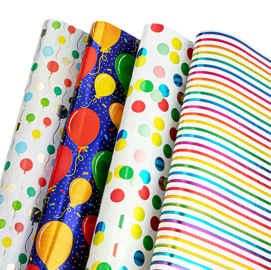 Gift Wrapping Paper Sheets- Birthday Gift Wrap, Fun Wrapping Paper for Birthday Girl or Boy, 14 Sheets Gift Wrap Paper for Baby Shower, Birthday, and All Occasions!